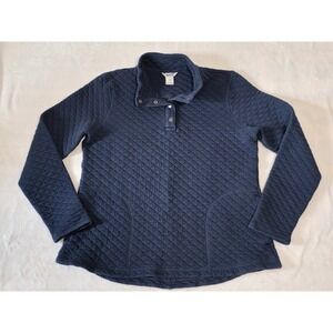 Duluth Trading Co Womens Medium Blue Quilted Snap-Front Pullover Sweatshirt